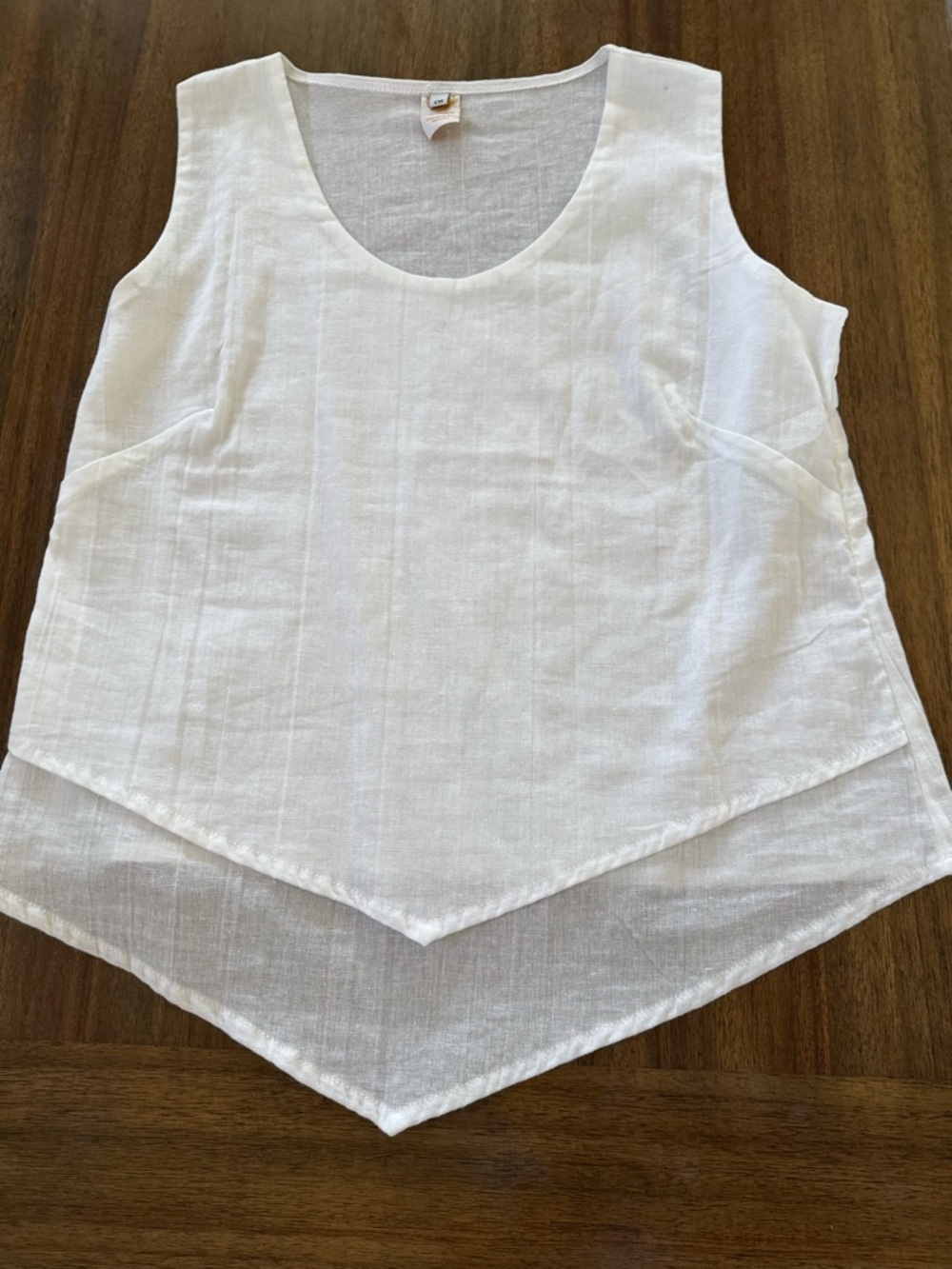 White Layered sleeves asymmetrical 100% organic cotton Tank Top